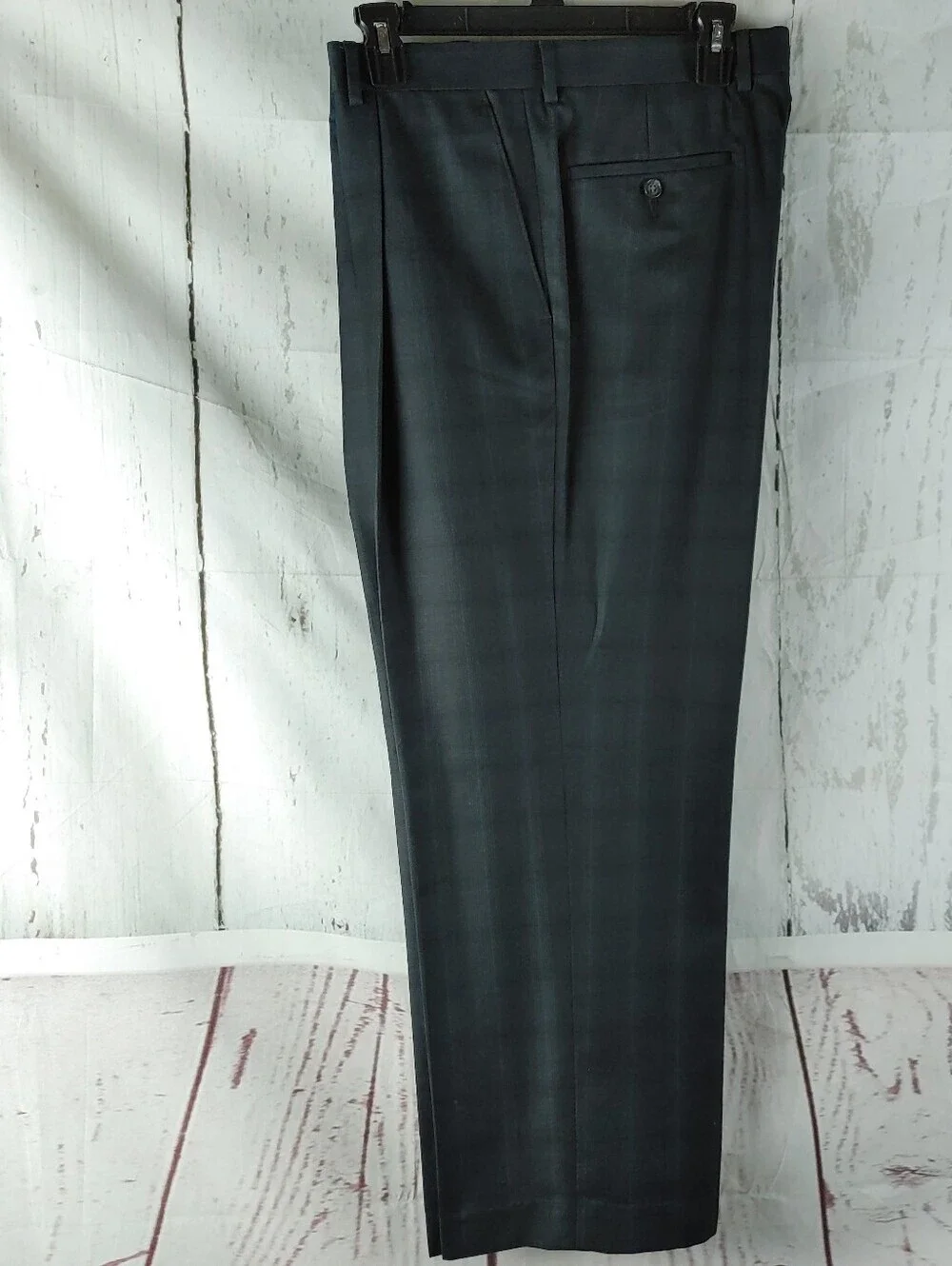 Sean John Men 40S Gray Windowpane 3 Button 2 Pc Career Suit Pleated Pants 33x27½
